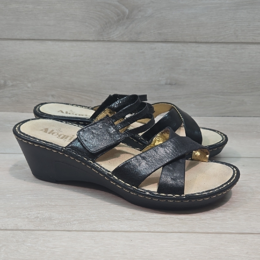 Alegria Women's LEI-66 Leather Wedge Sandals Shoes Sz 40/9.5-10